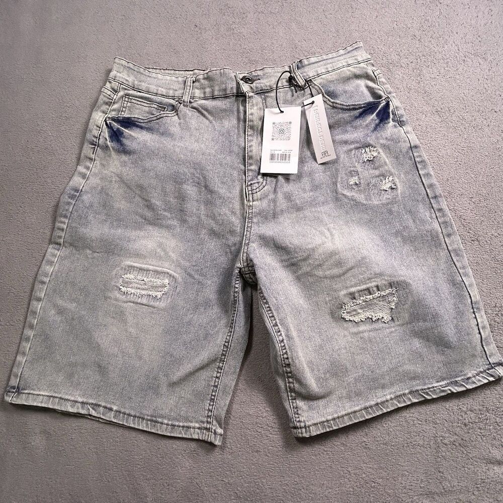 NWT REFINERY REPUBLIC Denim Shorts Mens 38 Distressed Jean Jorts Light Wash